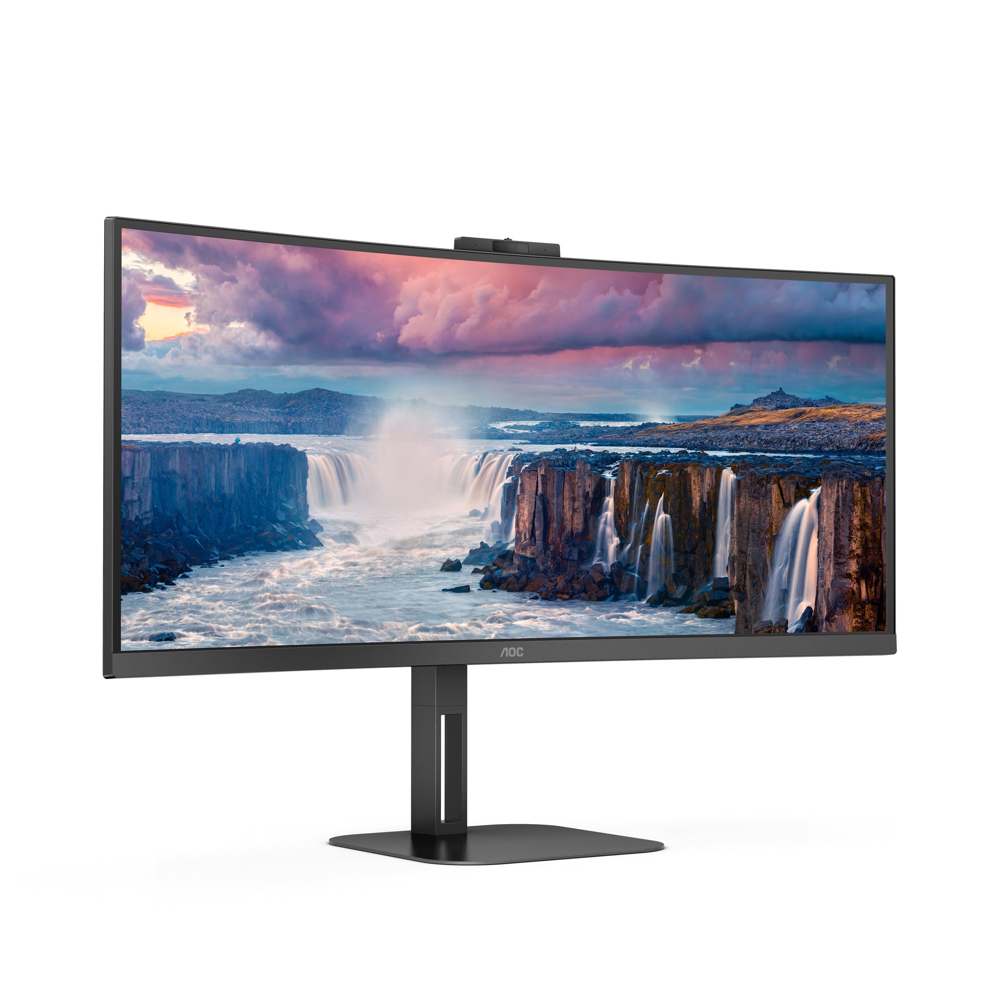 AOC CU34V5CW/BK – Monitor, 34", VA, 100 Hz, 300 cd/m², Webcam, USB-C, VESA 100 × 100, Schwarz