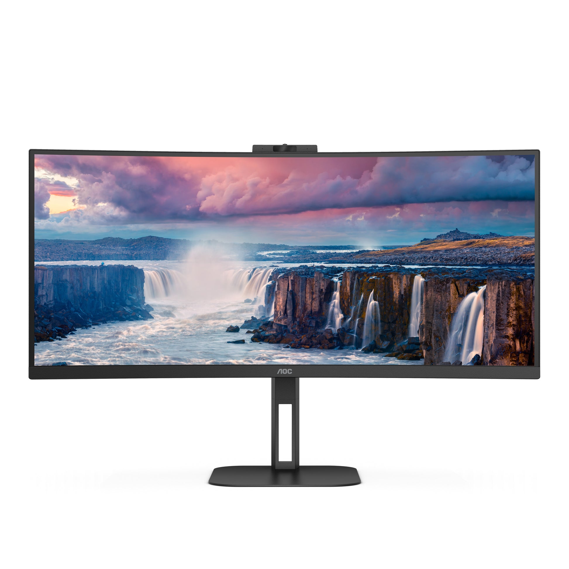 AOC CU34V5CW/BK – Monitor, 34", VA, 100 Hz, 300 cd/m², Webcam, USB-C, VESA 100 × 100, Schwarz