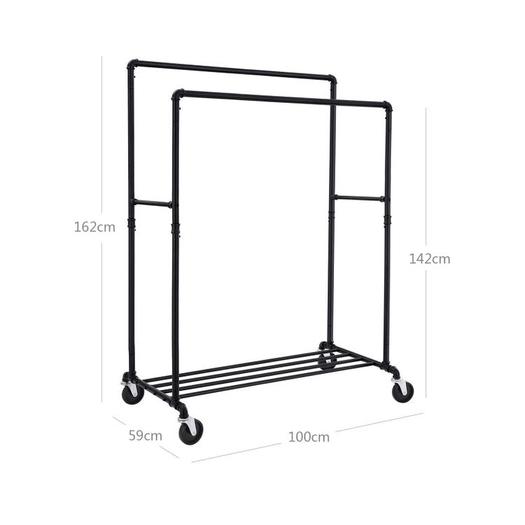 Songmics Garderobenständer – Stahl, Schwarz, 100 × 59 × 146 cm