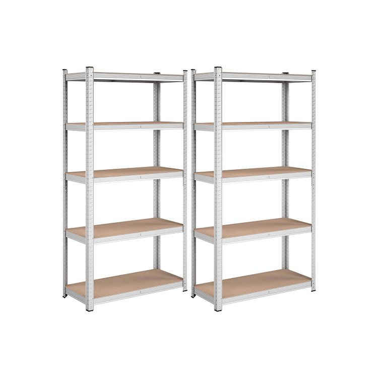 Songmics Lagerregal – freistehend – je 5 Böden – 40 × 90 × 180 cm – 175 kg pro Boden – Silber – 2er-Set
