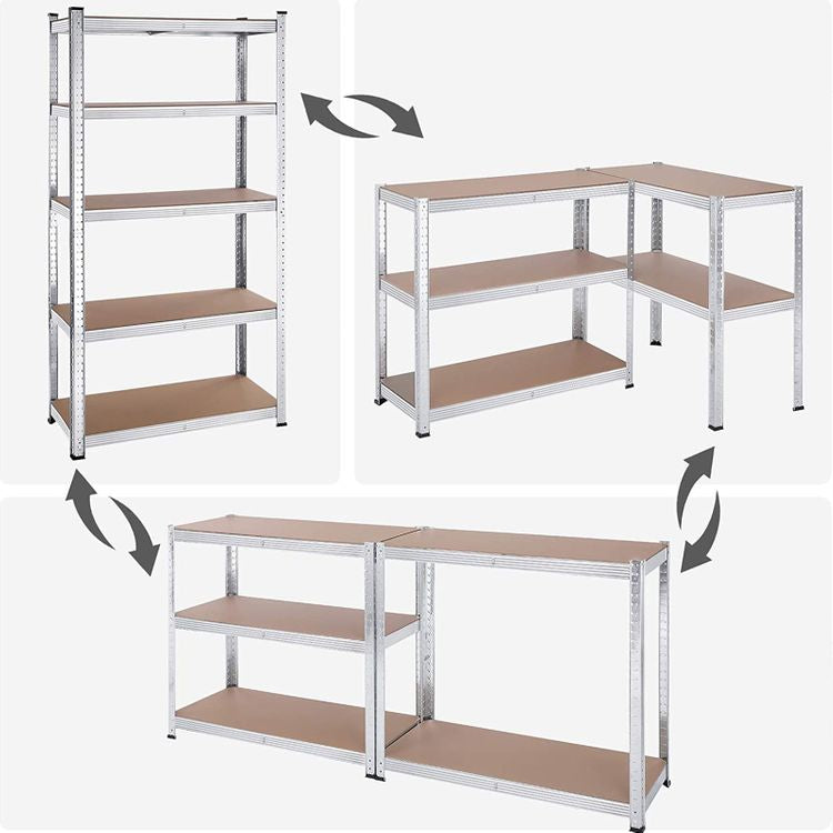 Songmics Lagerregal – freistehend – je 5 Böden – 40 × 90 × 180 cm – 175 kg pro Boden – Silber – 2er-Set