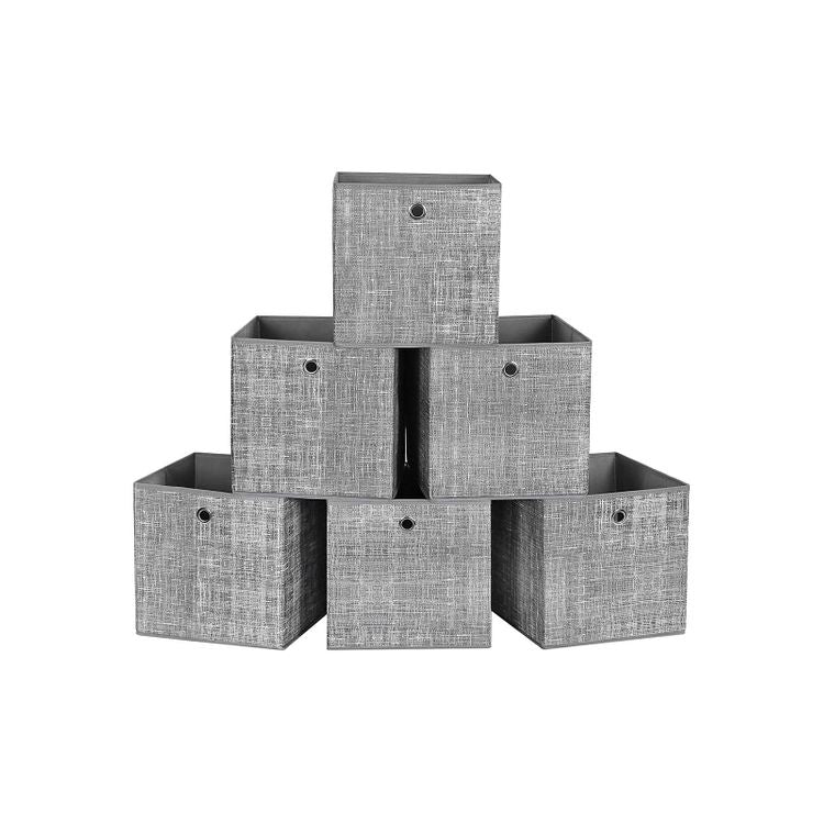 Songmics Klappbox – faltbar – Textil – grau – 300 × 300 × 300 mm – 6 Stück