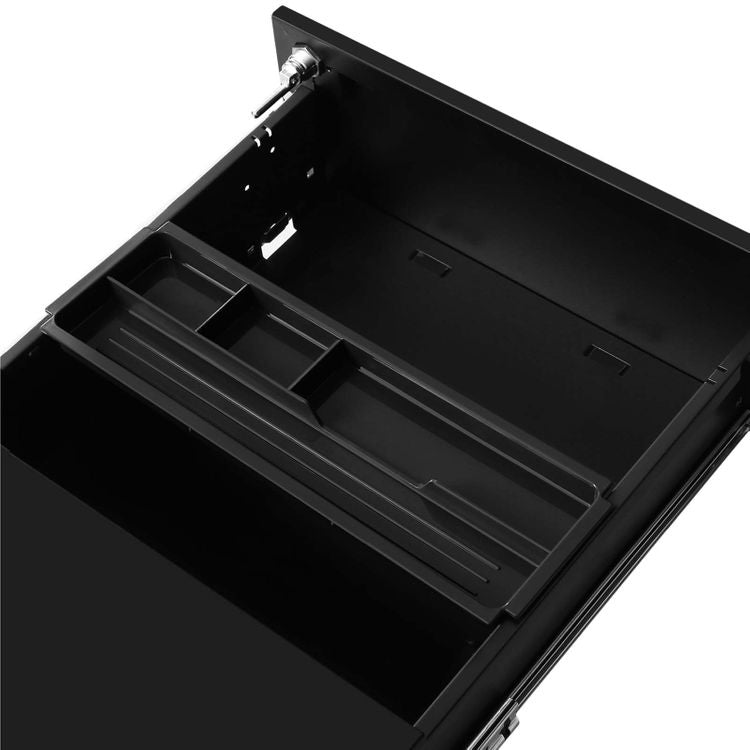 Songmics Rollcontainer – Stahl, schwarz, abschliessbar, 39 × 55 × 45 cm