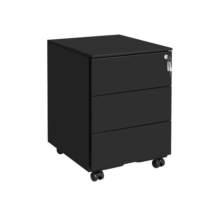 Songmics Rollcontainer – Stahl, schwarz, abschliessbar, 39 × 55 × 45 cm