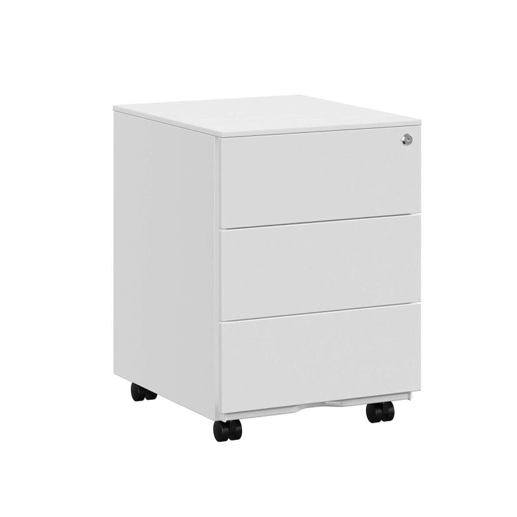 Songmics Rollcontainer – Stahl, weiss, abschliessbar, 45 × 39 × 55 cm