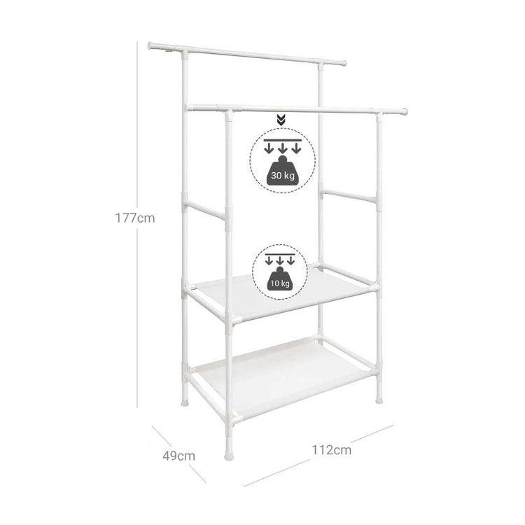 Songmics Garderobenständer – Eisen/Vlies – Weiss – 1'770 mm