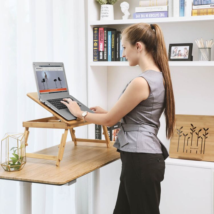 Songmics Laptop-Ständer – bis 15,6", Bambus, höhenverstellbar – Beige