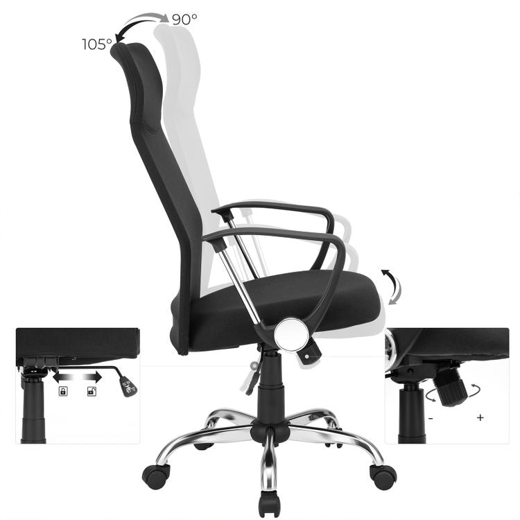Songmics Bürostuhl Caleb – 49 × 44 × 65 cm, 120 kg, schwarz