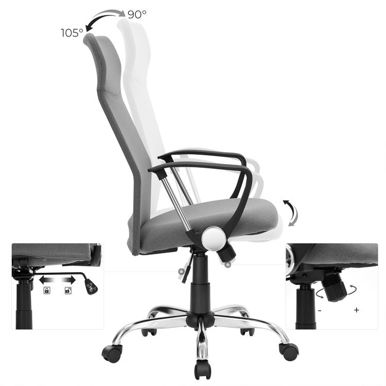 Songmics Bürostuhl – Sitzhöhe 46–56 cm, 120 kg, Grau