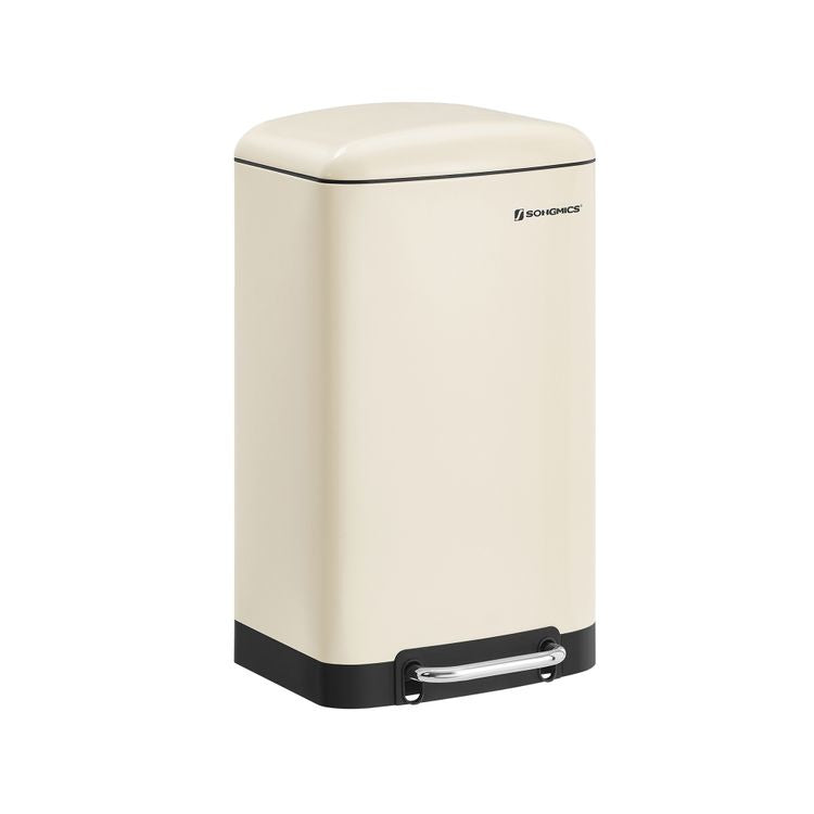Songmics Abfallcontainer – 30 l – Stahl, creme – B × H × T 345 × 615 × 325 mm
