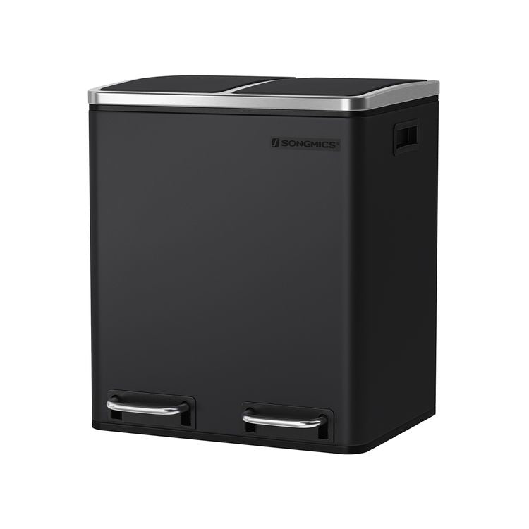 Songmics Systempapierkorb – 15 + 15 l, mit Deckel – Edelstahl – B × H × T 410 × 735 × 360 mm