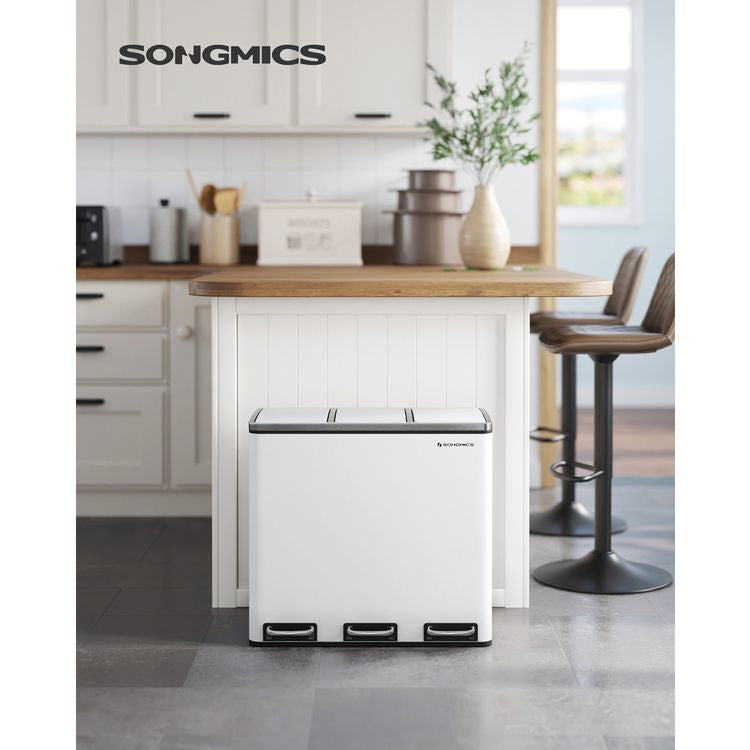 Songmics Treteimer LTB54WT – Stahl, Weiss