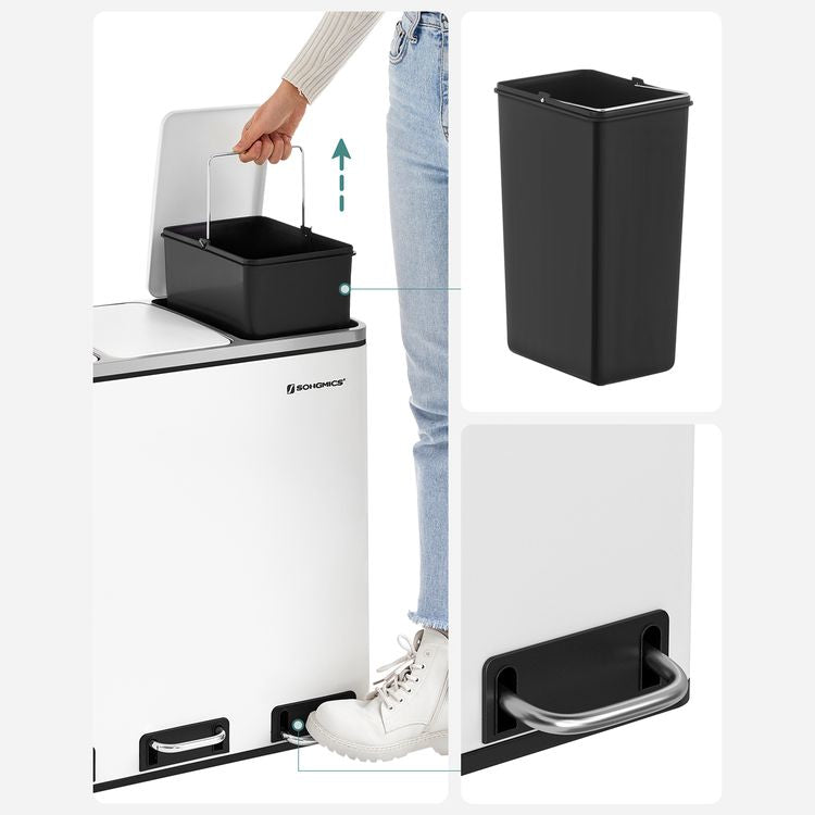 Songmics Treteimer LTB54WT – Stahl, Weiss