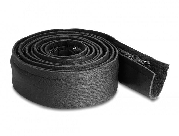 DeLOCK Kabelschlauch, Ø 25 mm × 3 m, Neopren, Reissverschluss, elastisch – schwarz