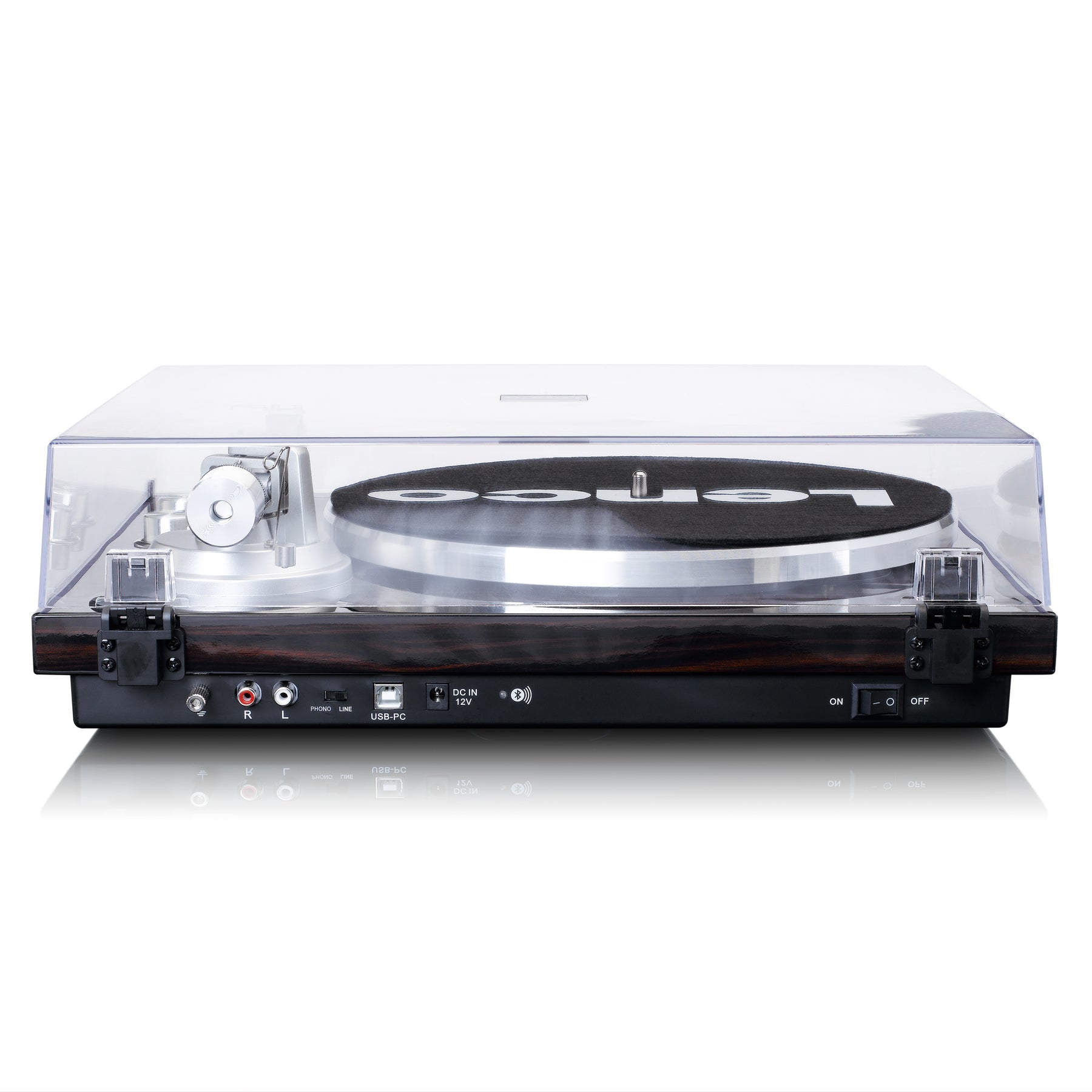 Lenco LBT-288WA – Plattenspieler (Riemenantrieb, manuell), Bluetooth, Phono-Vorverstärker, 33⅓/45 U/min – Schwarz/Braun