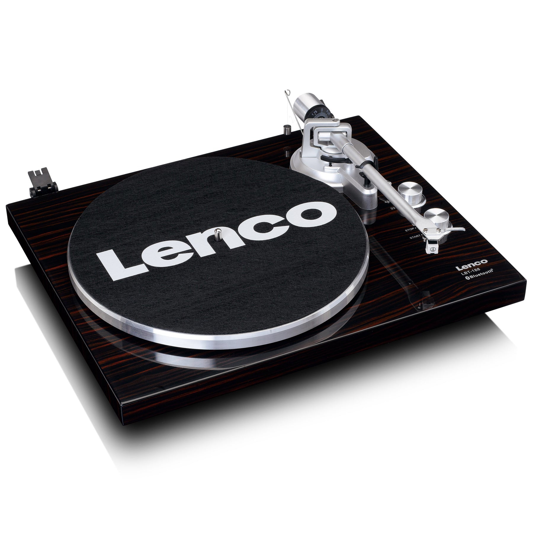 Lenco LBT-288WA – Plattenspieler (Riemenantrieb, manuell), Bluetooth, Phono-Vorverstärker, 33⅓/45 U/min – Schwarz/Braun
