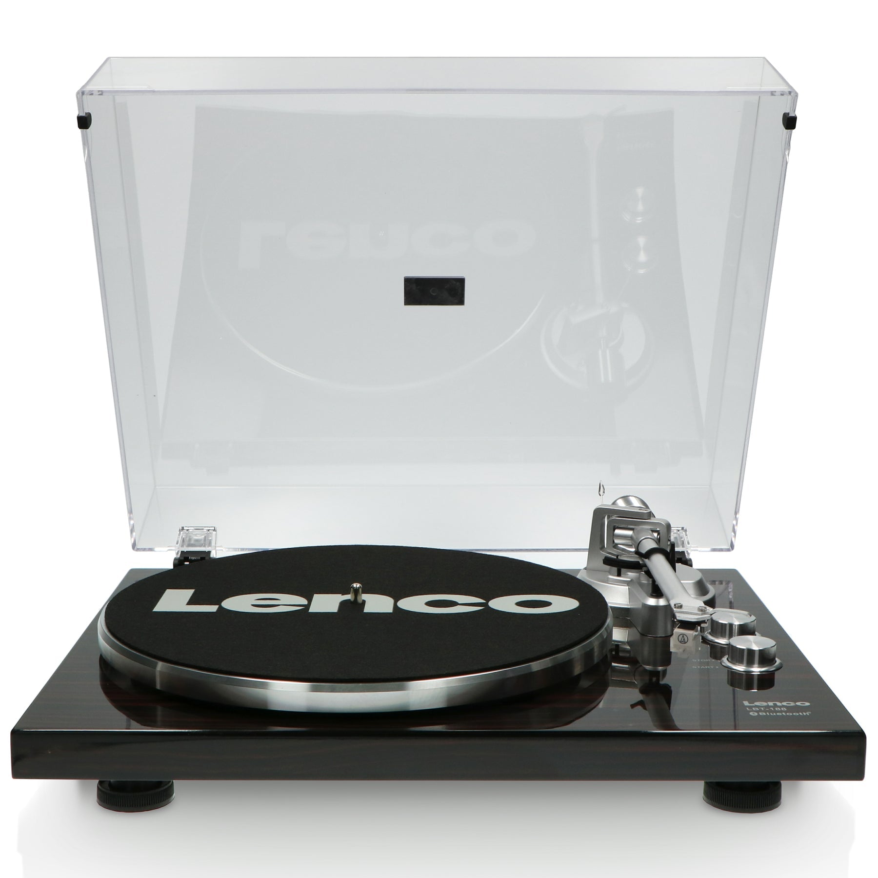 Lenco LBT-288WA – Plattenspieler (Riemenantrieb, manuell), Bluetooth, Phono-Vorverstärker, 33⅓/45 U/min – Schwarz/Braun