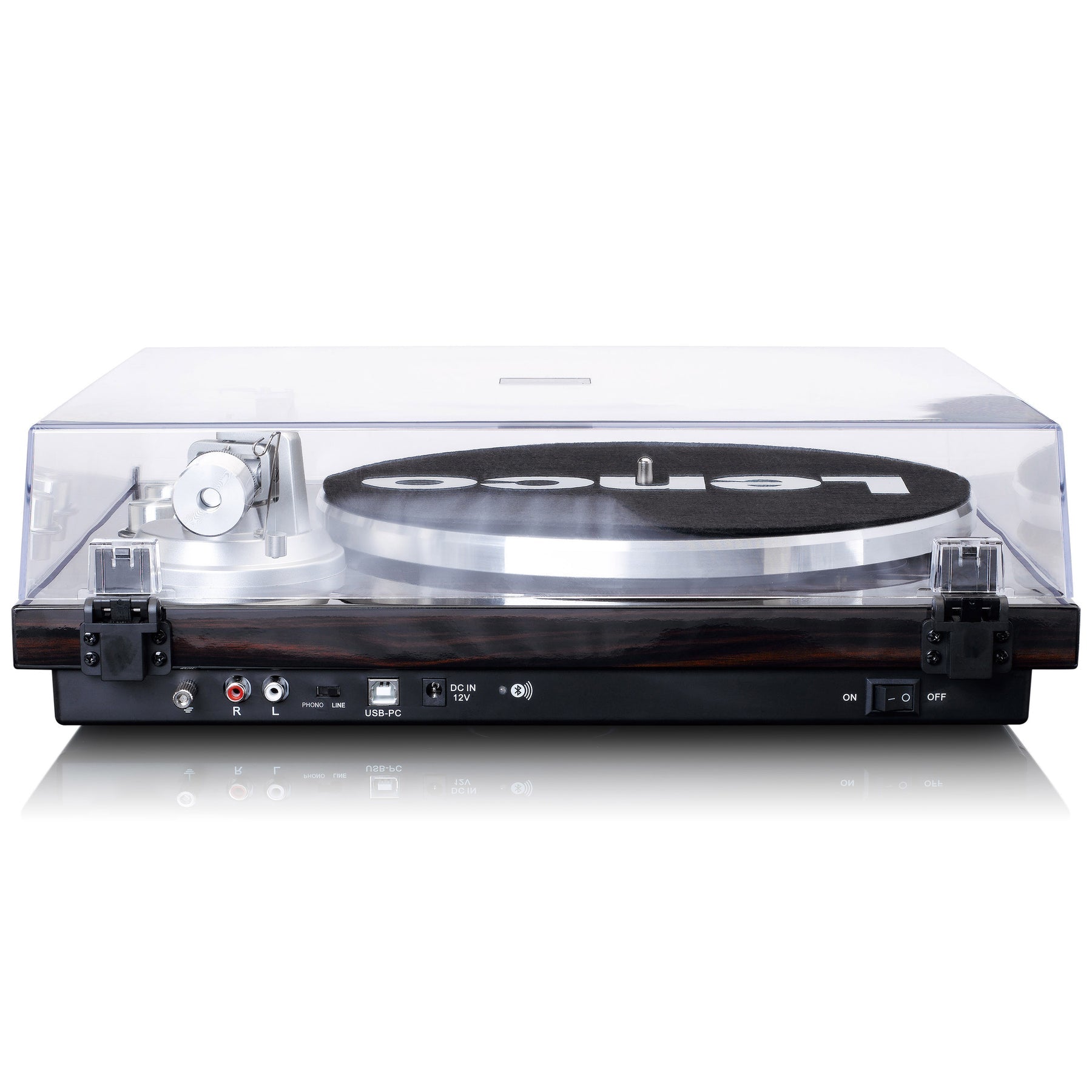 Lenco LBT-288WA – Plattenspieler (Riemenantrieb, manuell), Bluetooth, Phono-Vorverstärker, 33⅓/45 U/min – Schwarz/Braun