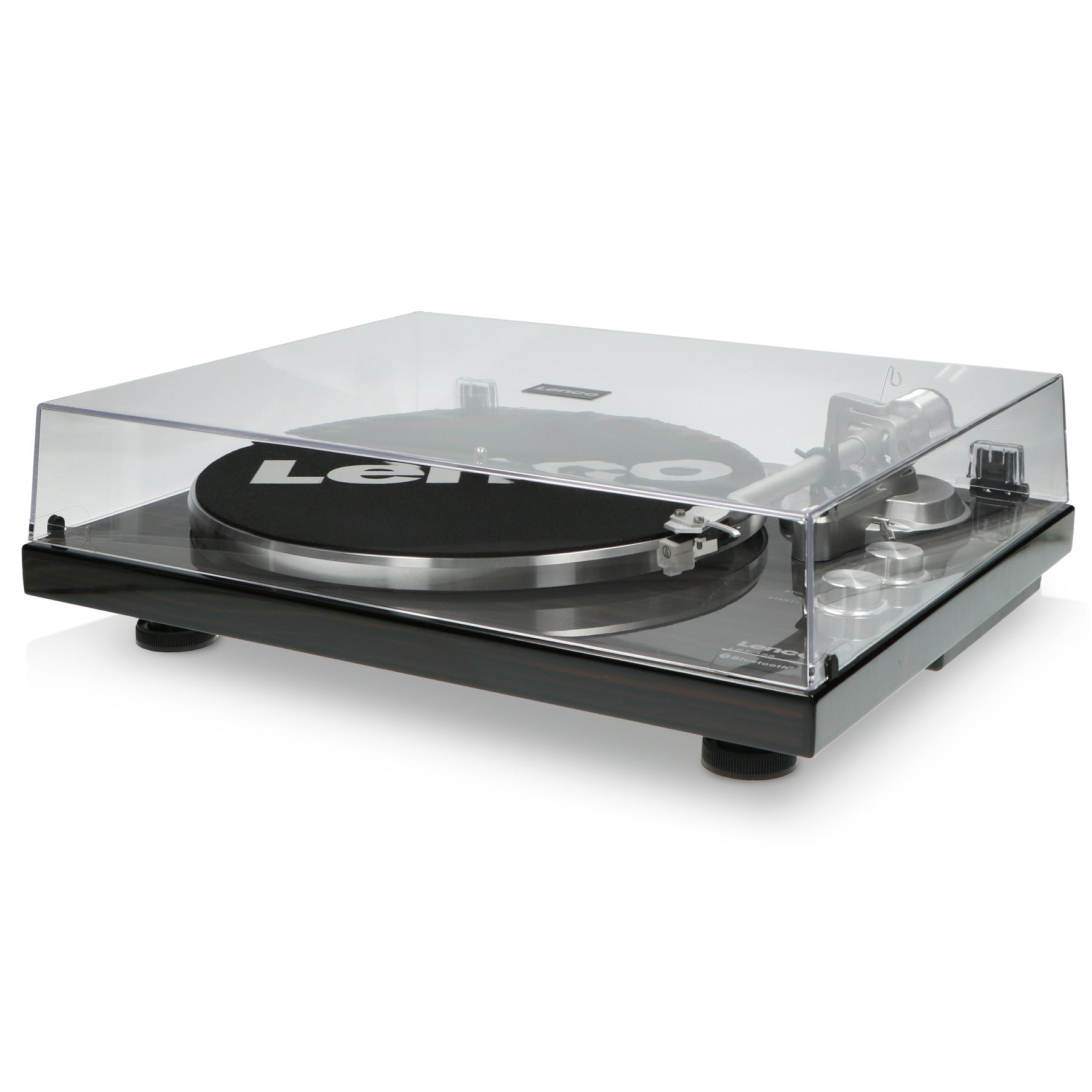Lenco LBT-288WA – Plattenspieler (Riemenantrieb, manuell), Bluetooth, Phono-Vorverstärker, 33⅓/45 U/min – Schwarz/Braun
