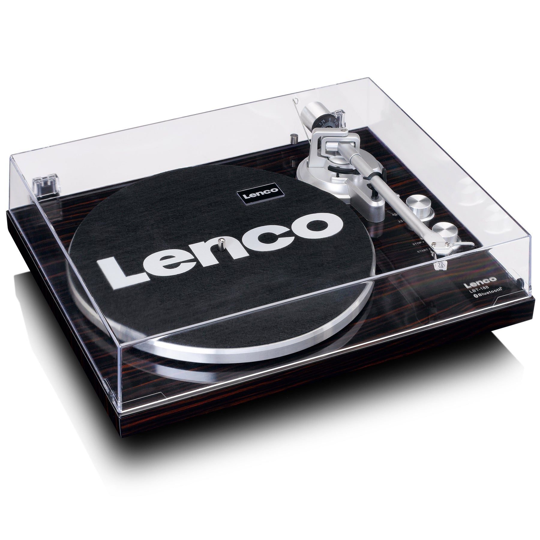 Lenco LBT-288WA – Plattenspieler (Riemenantrieb, manuell), Bluetooth, Phono-Vorverstärker, 33⅓/45 U/min – Schwarz/Braun