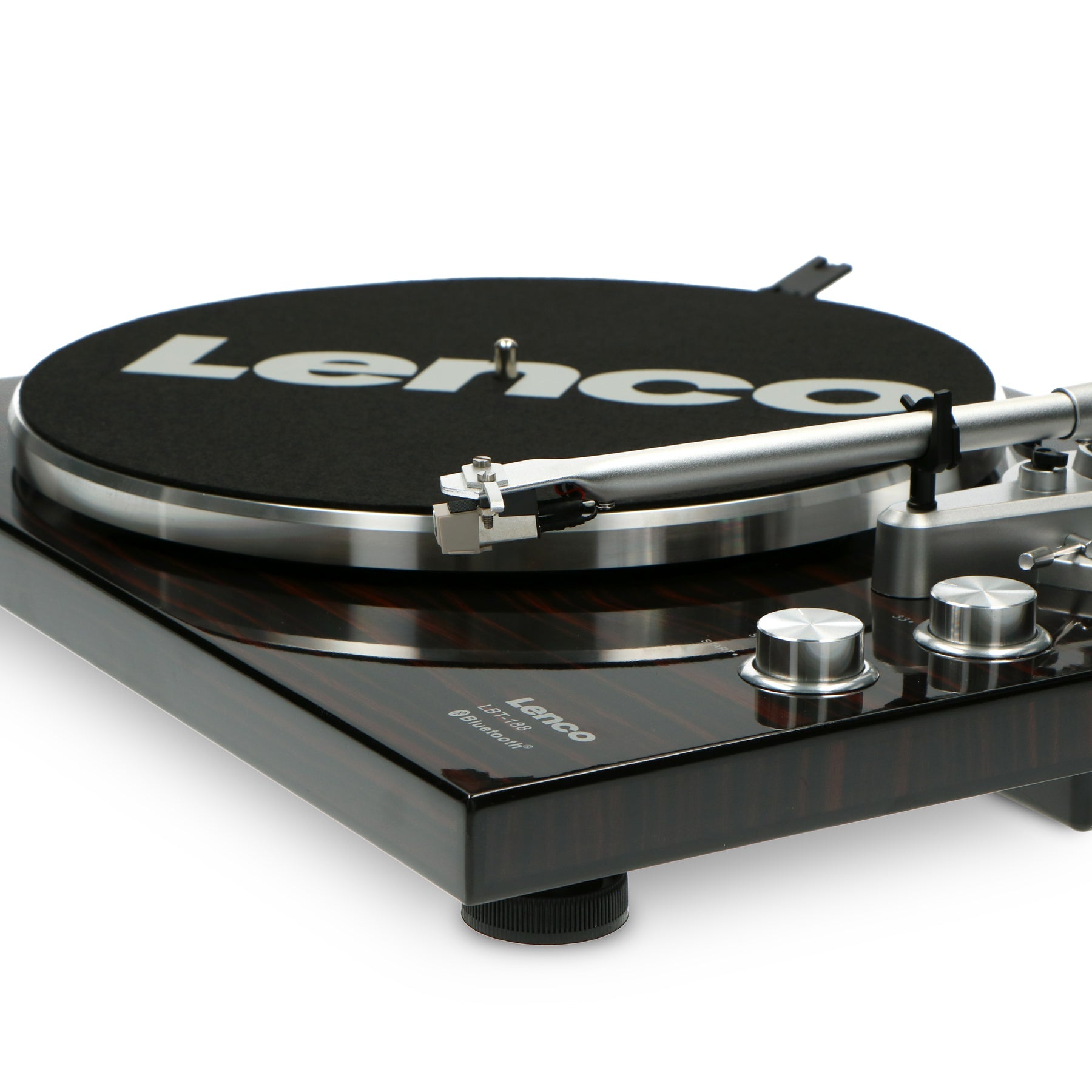 Lenco LBT-288WA – Plattenspieler (Riemenantrieb, manuell), Bluetooth, Phono-Vorverstärker, 33⅓/45 U/min – Schwarz/Braun