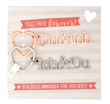 Sheepworld Schlüsselanhänger Du & Ich – Metall, Roségold/Silber, 108 × 93 mm, 2er-Set