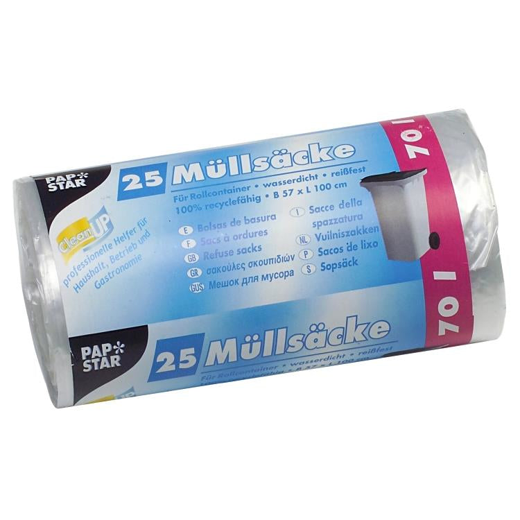 Weita Mehrzweckbeutel – 70 l, PE, transparent, 575 × 1000 mm, 25 Stk