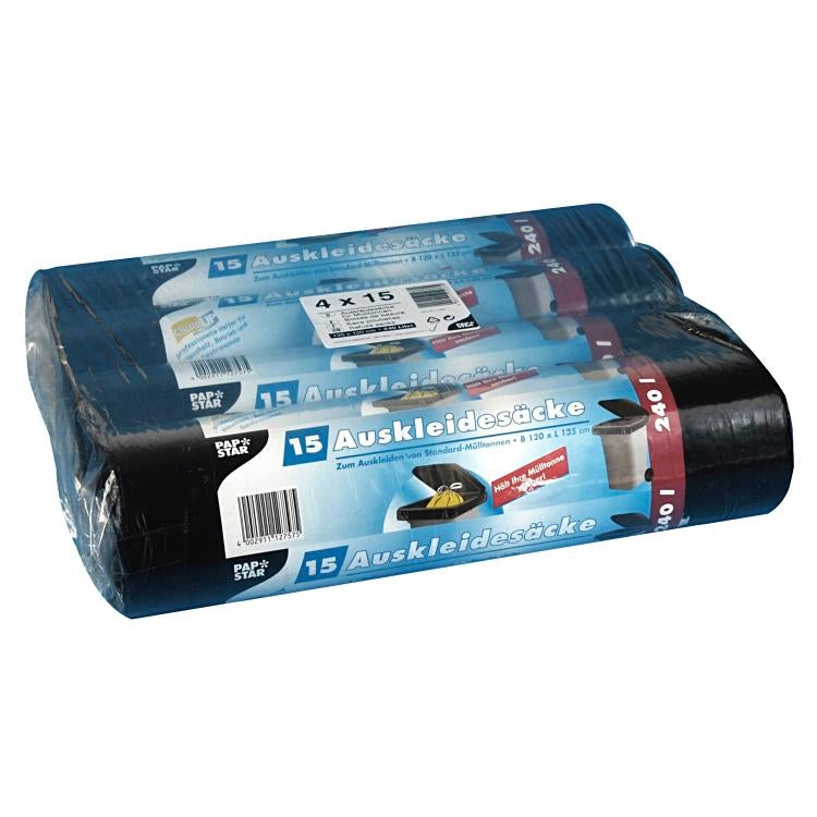 Weita Kehrichtsack – 240 l, PE, schwarz, 1'200 × 1'350 mm, 60 Stk