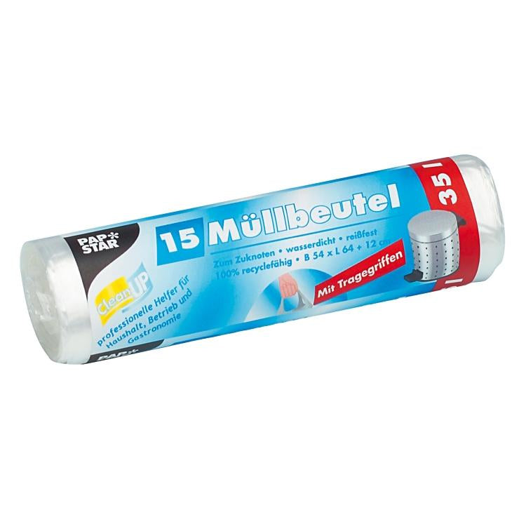 Weita Mehrzweckbeutel – 35 l, mit Zugband, HDPE, transparent, 540 × 650 mm, 15 Stk