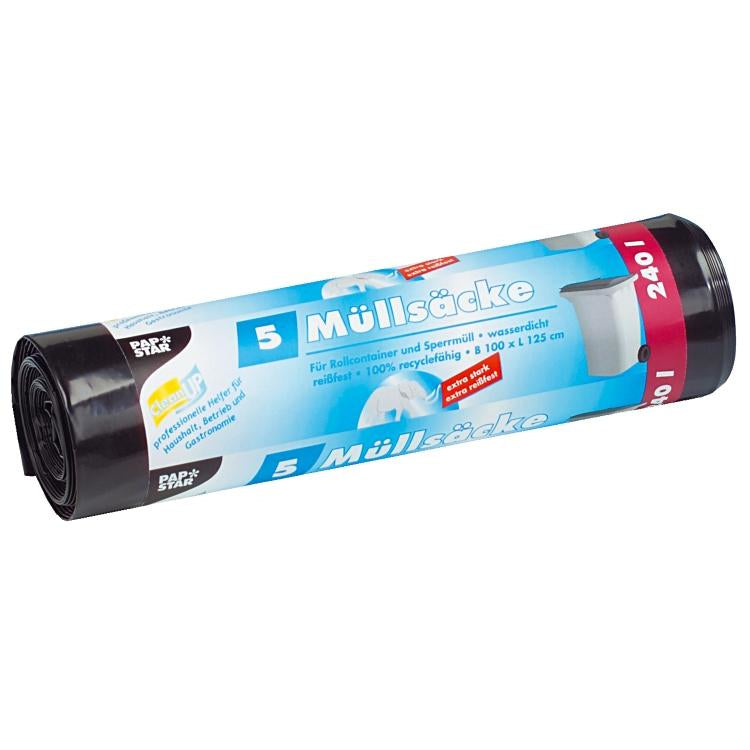 Weita Kehrichtsack – 240 l, LDPE, schwarz, 1'250 × 1'000 mm, 5 Stk