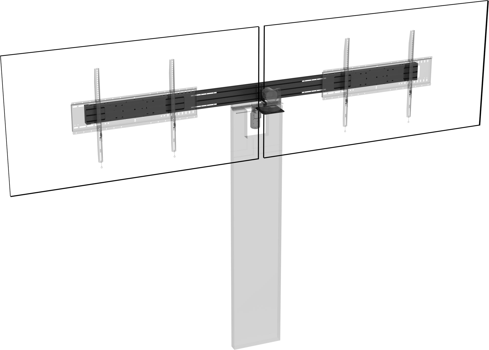 Vision F50 Schienen-Modul – 3 Displays, bis 95 kg – für VFM-W4X4, VFM-W4X6, VFM-W6X4 und andere – Schwarz