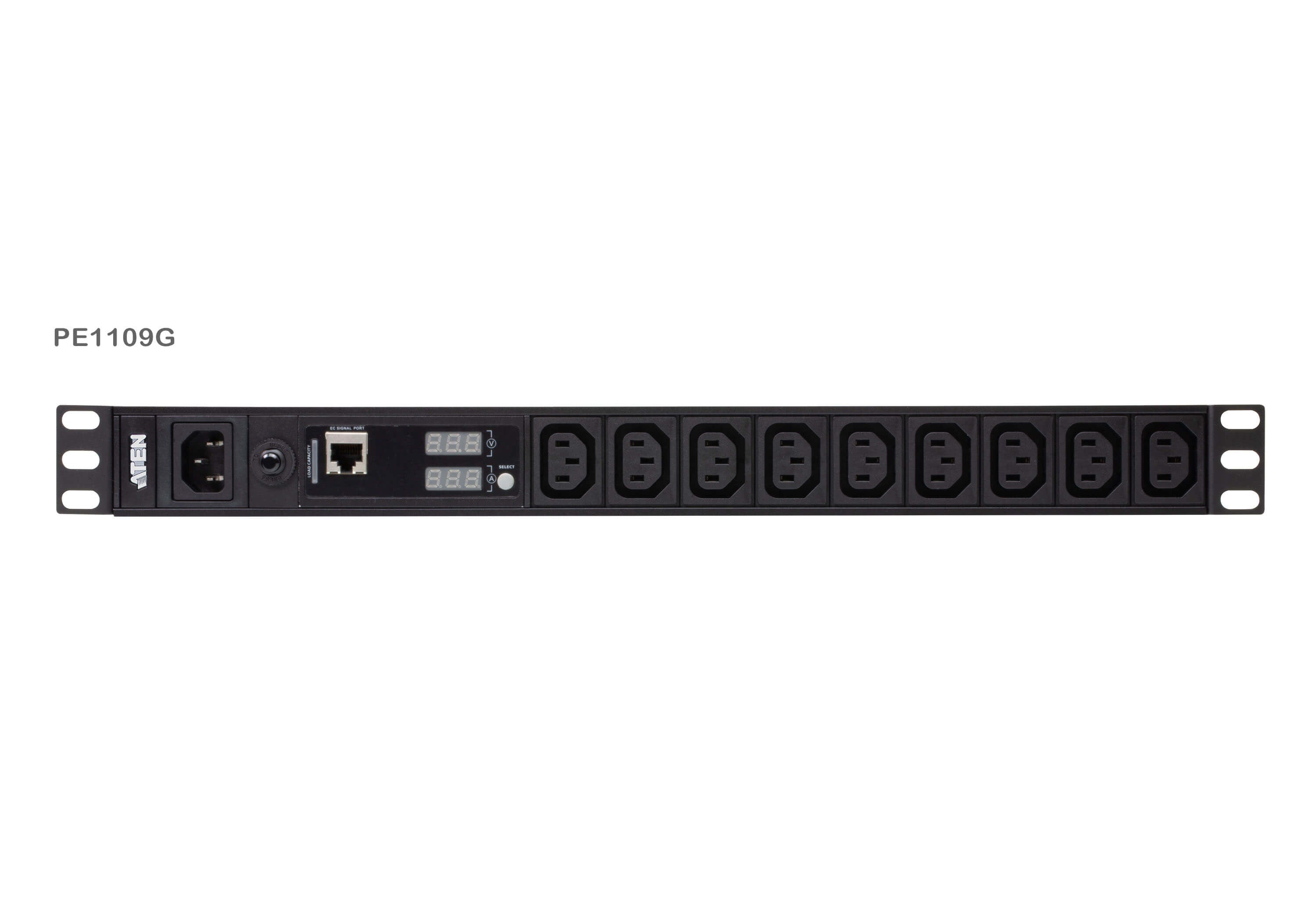 ATEN PE1109G Basis-PDU 1U 2,4 kVA – C13×9, Eingang IEC-C14 – Messfunktion, 3-stelliges 7-Segment-Display – 3 m, Schwarz