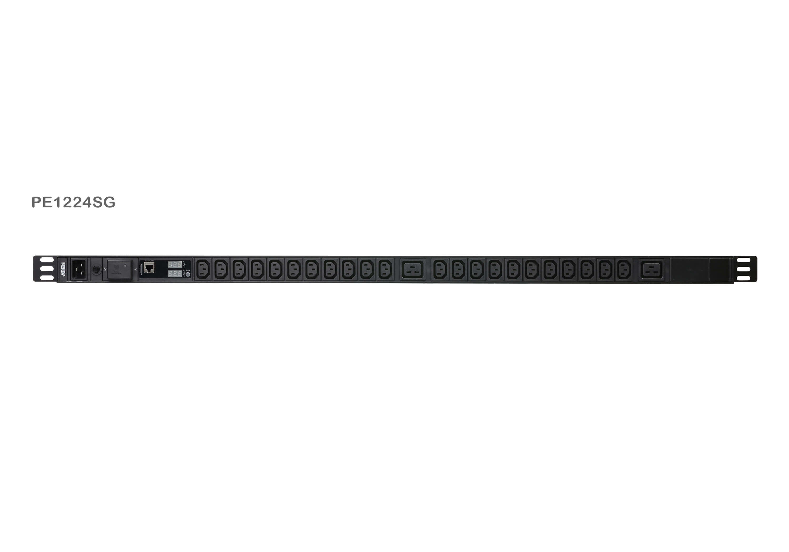 ATEN PE1224SG – Rack-PDU gemessen, 22× IEC C13 + 2× IEC C19, 16 A, IEC C20 Stecker, 0U vertikal, 3,8 kW