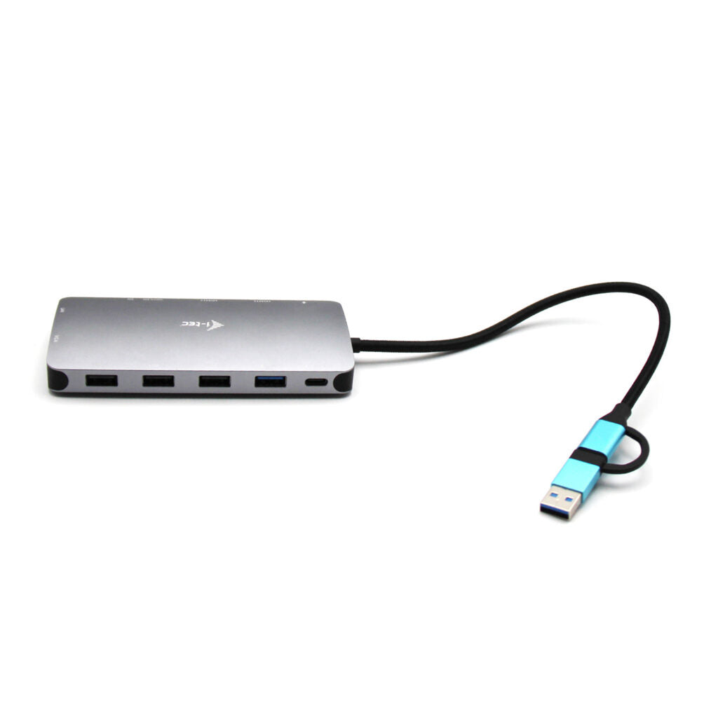 i-tec Metal Nano Dockingstation – USB-C, 2× HDMI, 1× VGA, 4× USB-A, 100 W PD, GbE, für Windows/Mac/Linux
