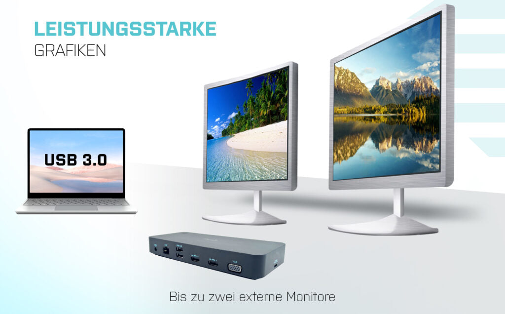 i-tec Dockingstation – USB-C, 2× HDMI, 1× VGA, 100 W PD, GbE, 3,5 mm Audio, für Windows/Mac/Android