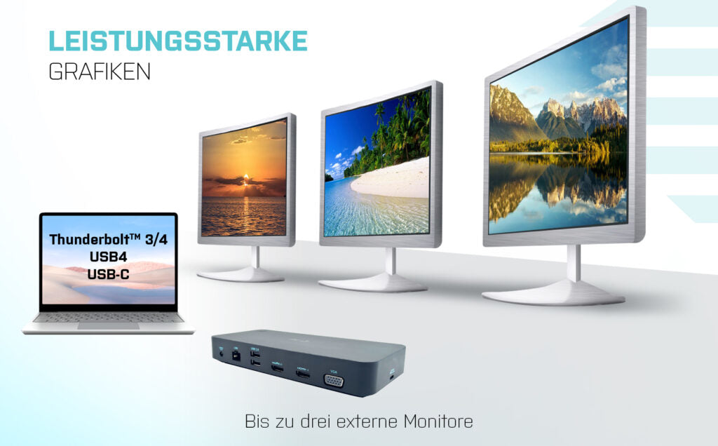 i-tec Dockingstation – USB-C, 2× HDMI, 1× VGA, 100 W PD, GbE, 3,5 mm Audio, für Windows/Mac/Android