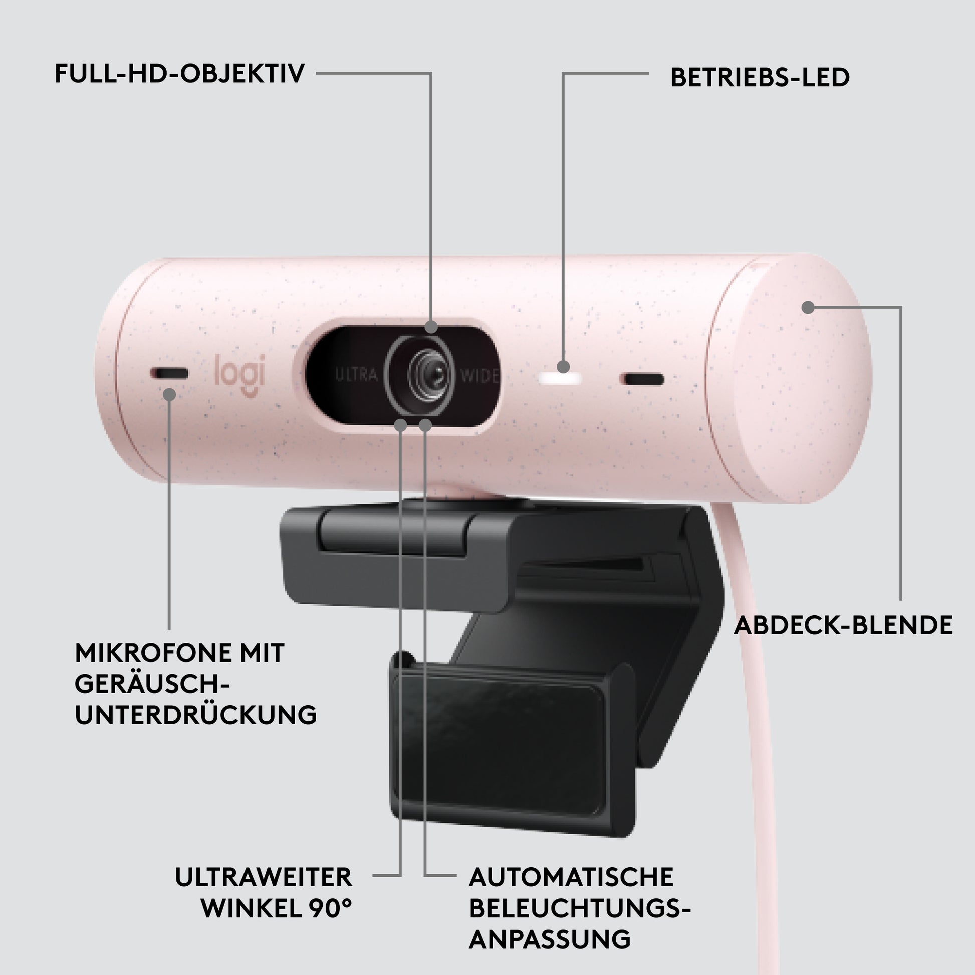 Logitech Brio 500 – Webcam – Rose