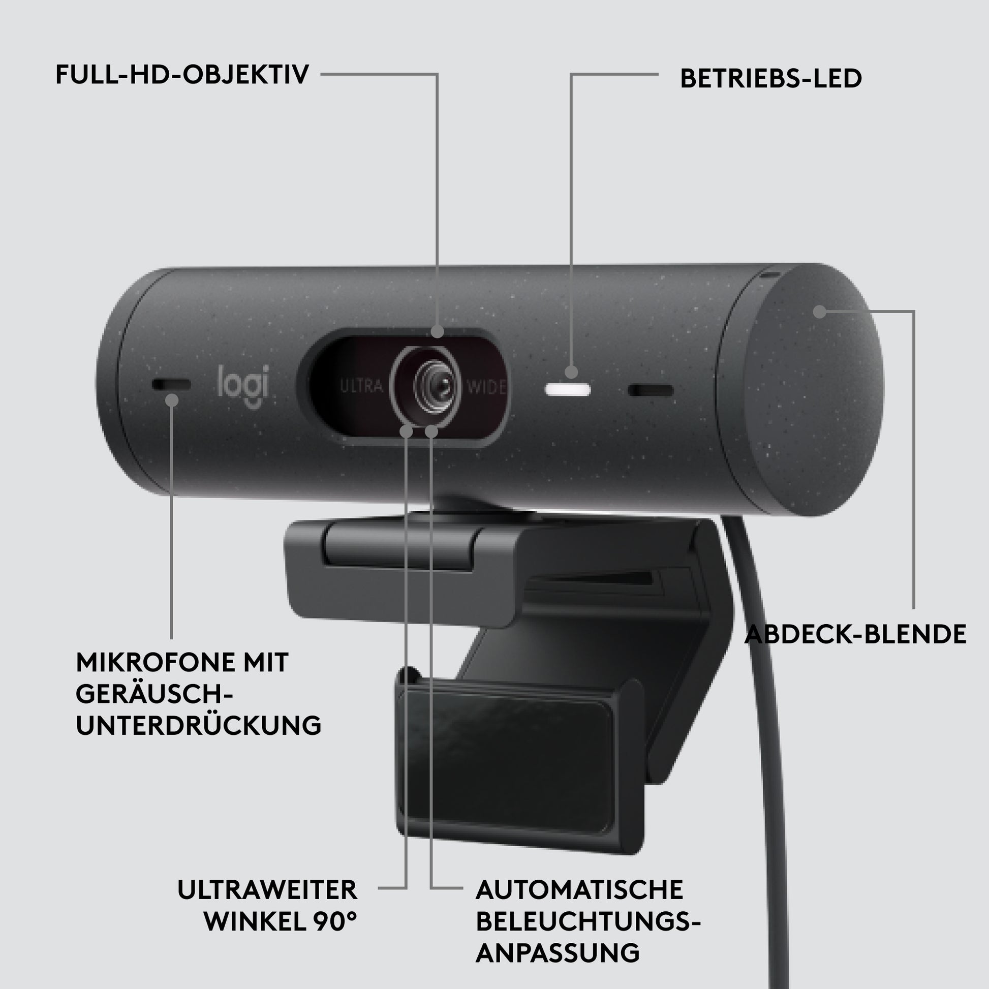Logitech BRIO 500 – Webcam – Graphit