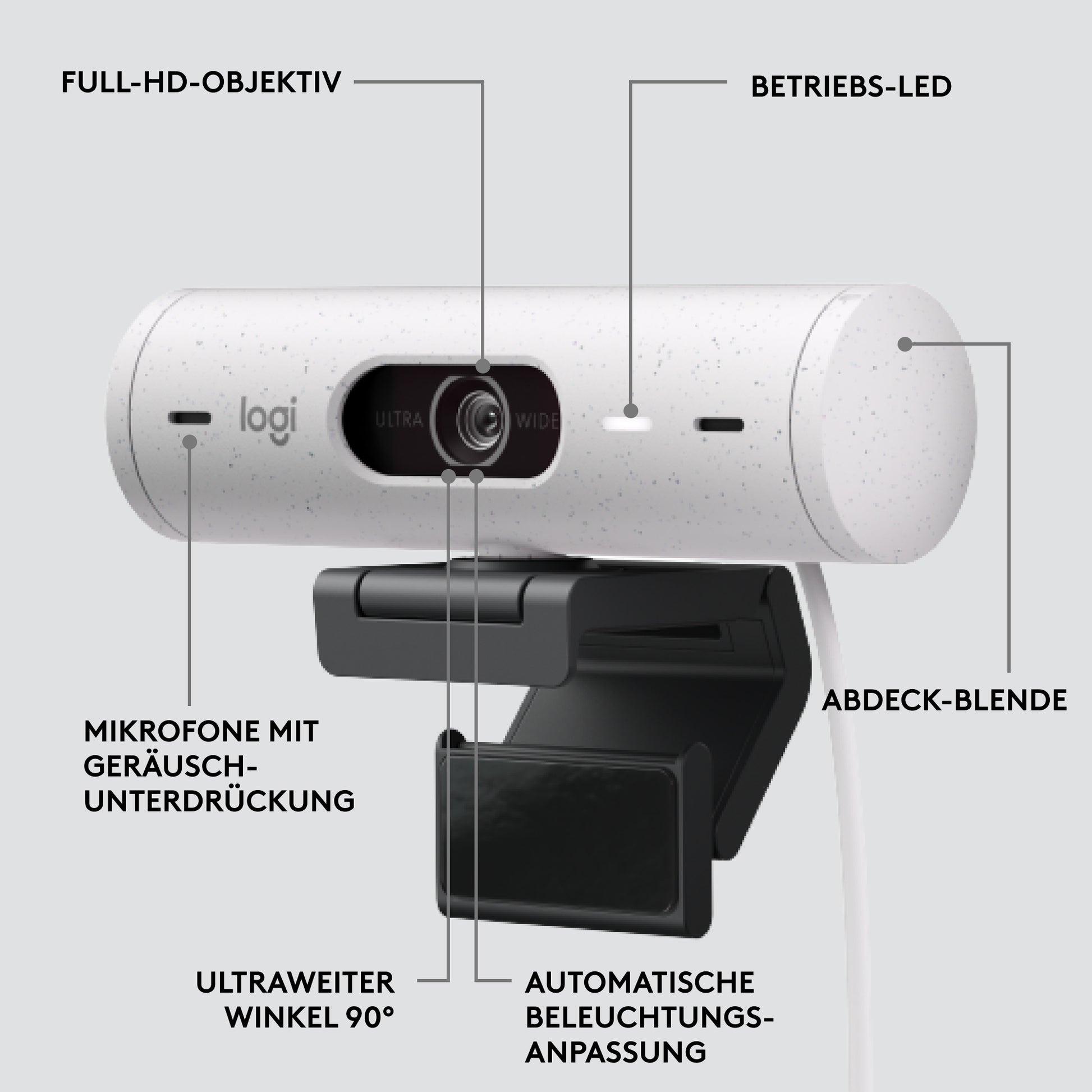 Logitech BRIO 500 – Webcam – Off-White