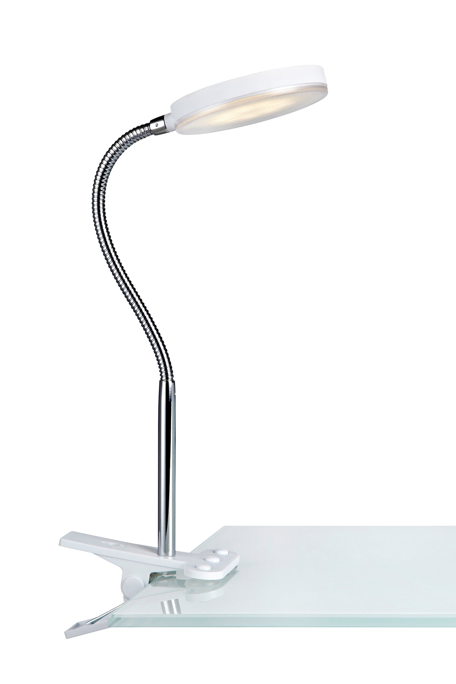 Markslöjd Klemmleuchte Flex – 300 lm, 5 W, 3000 K, weiss/chrom, schwenkbar
