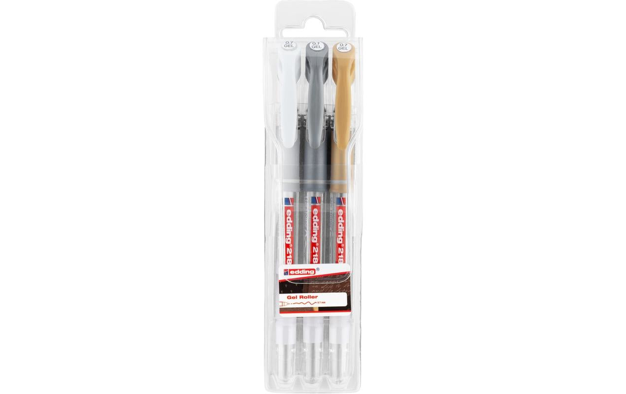 Edding 2185 Gelschreiber, Druckmechanik – Gold/Silber/Weiss, Spitze 0,7 mm, schnelltrocknend