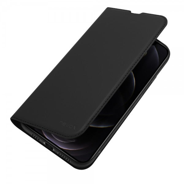 nevox Wallethülle – für Apple iPhone 14 Pro Max, mit Ständer, 1 Kartenfach, PU+TPU, Schwarz
