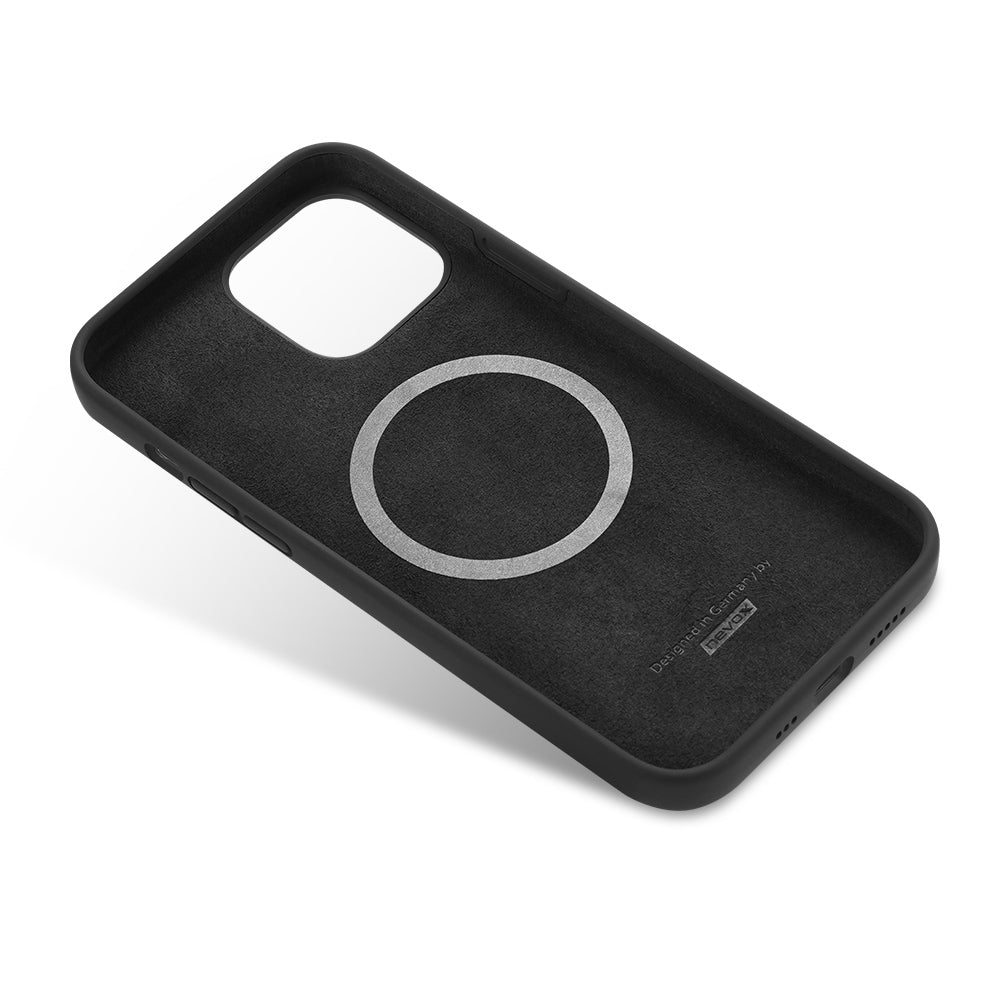 Nevox StyleShell Shock – Backcover – für Apple iPhone 16 Pro, MagSafe, Silikon+PC+Mikrofaser, Schwarz