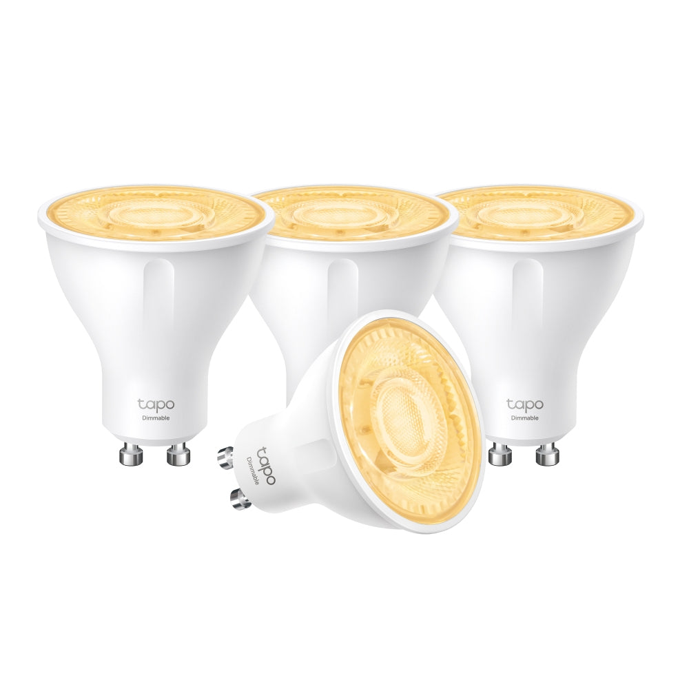 TP-Link LED-Leuchtmittel Tapo L610 4er-Set – WLAN, Amazon Alexa, dimmbar – 2700 K – 350 lm 2,9 W GU10 – Weiss