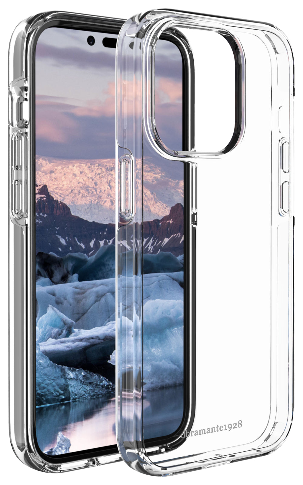 dbramante1928 Backcover – für Apple iPhone 14 Pro, Transparent, bis 3 m sturzsicher, kabelloses Laden
