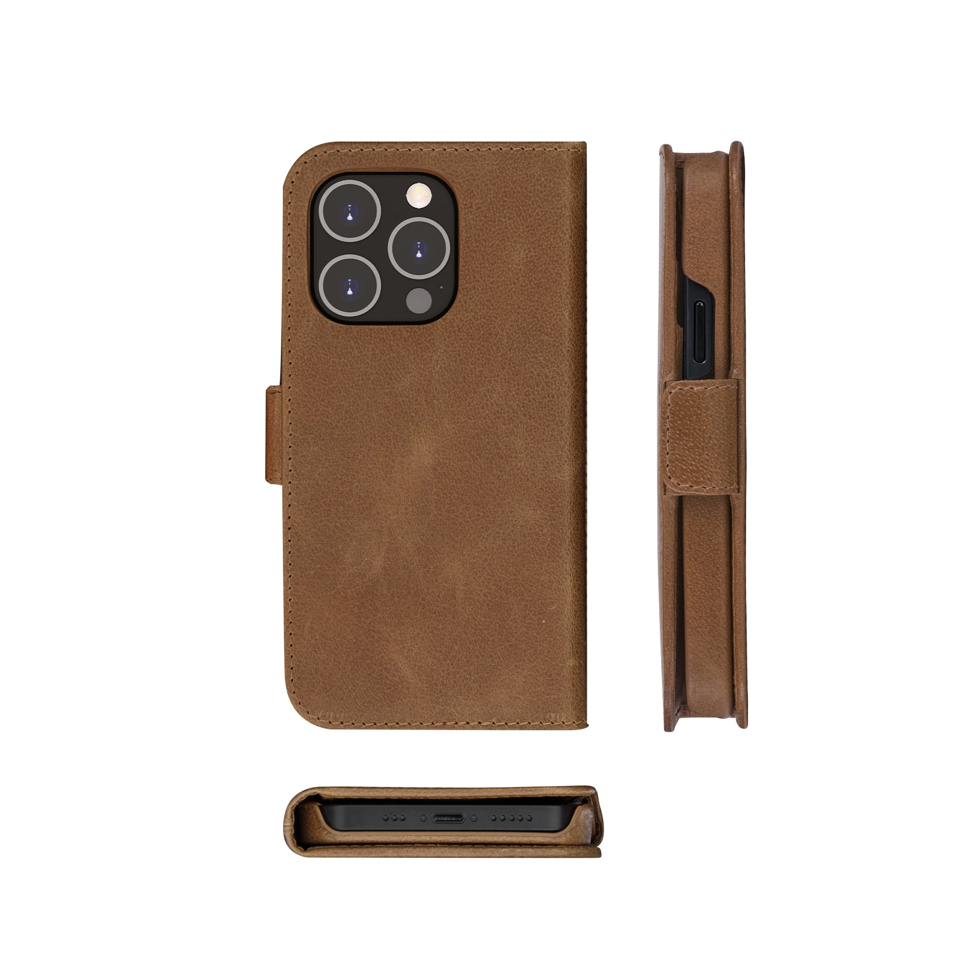 dbramante1928 Lynge Folio – für Apple iPhone 14 Pro Max, 3 Kartenfächer, Leder, Beige
