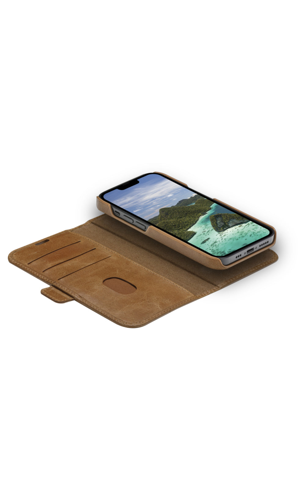 dbramante1928 Lynge Wallethülle – für Apple iPhone 14 Pro, 3 Kartenfächer, Leder, Beige