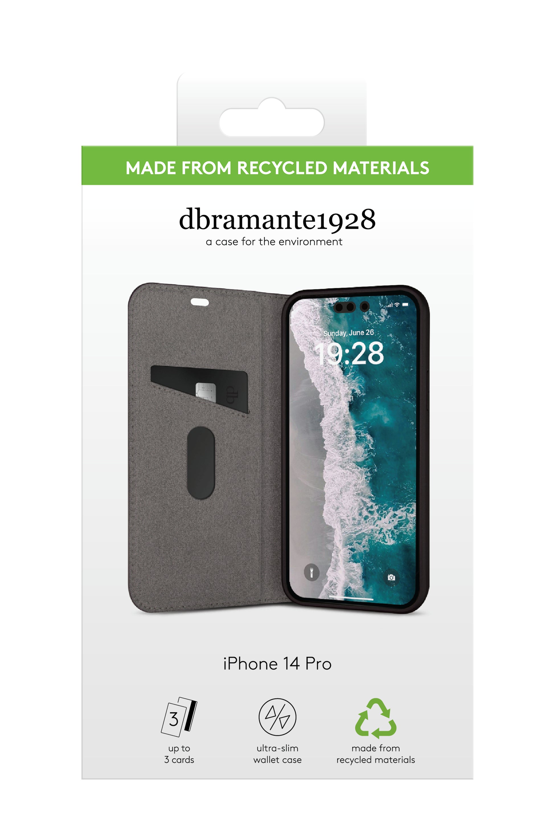 dbramante1928 Oslo Folio – für Apple iPhone 14 Pro, mit Ständer, 3 Kartenfächer, PU, schwarz, kabelloses Laden