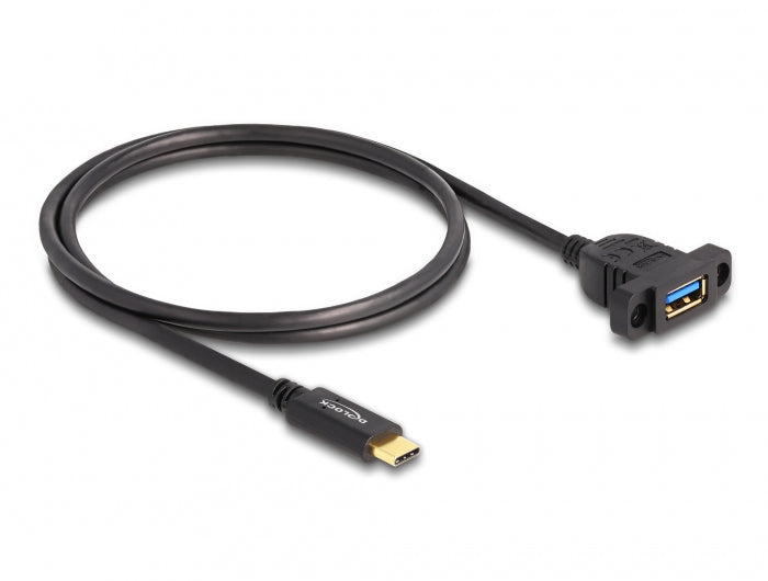 DeLOCK USB-C auf USB-A Verlängerungskabel (Stecker auf Buchse) – USB 3.2 Gen 2 (10 Gbit/s) – 1 m – Schwarz