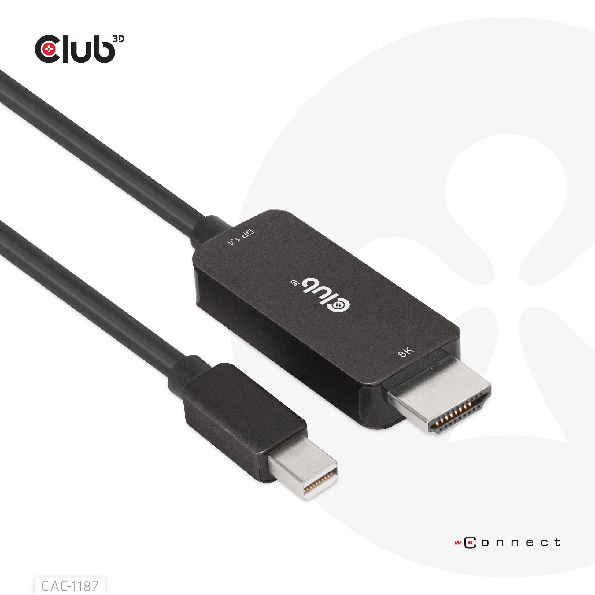 CLUB3D Mini DisplayPort auf HDMI Kabel HDMI 2.1 8K 60 Hz – 1,8 m – HDR – für Windows, Mac